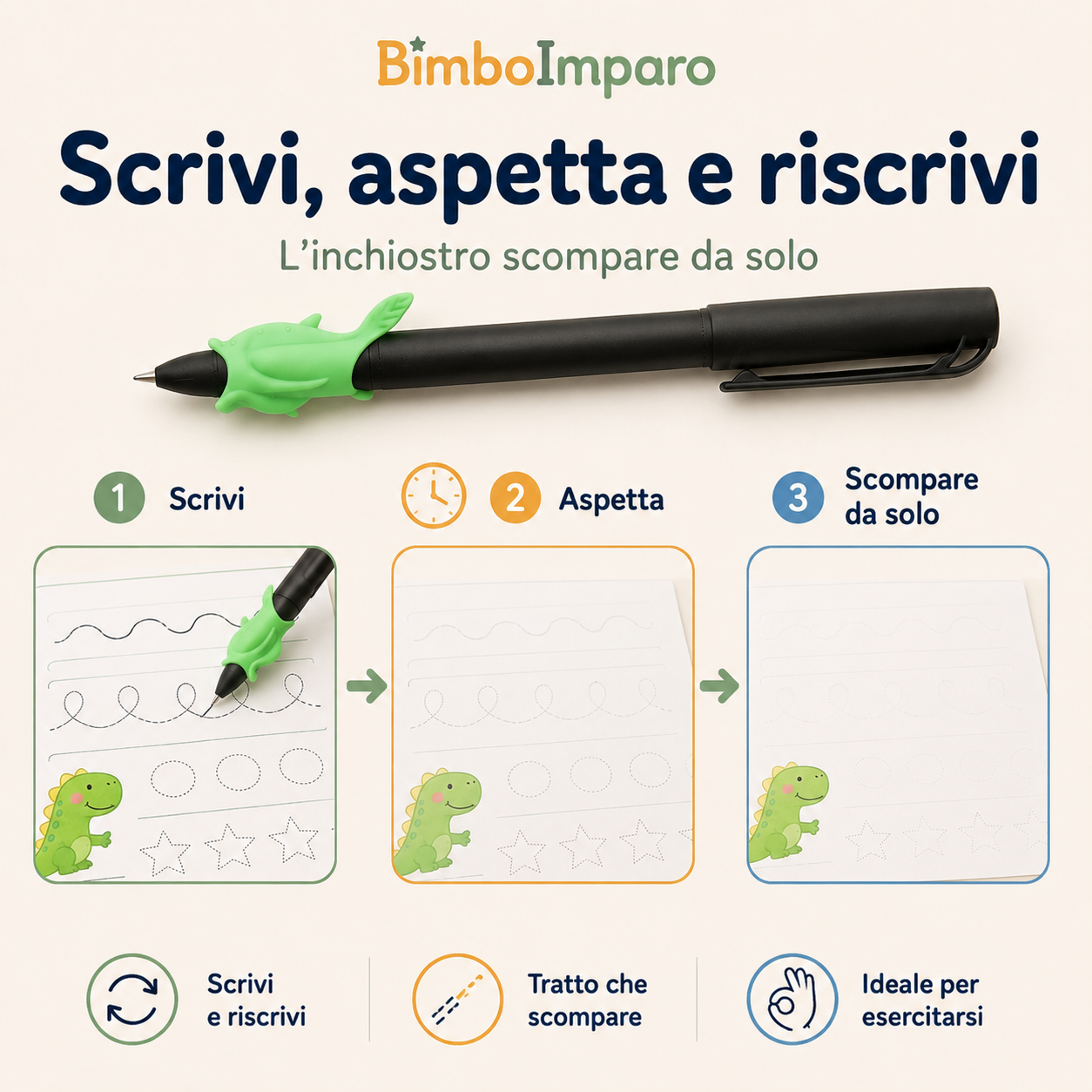 Penna magica con ricariche e impugnatura guidata
