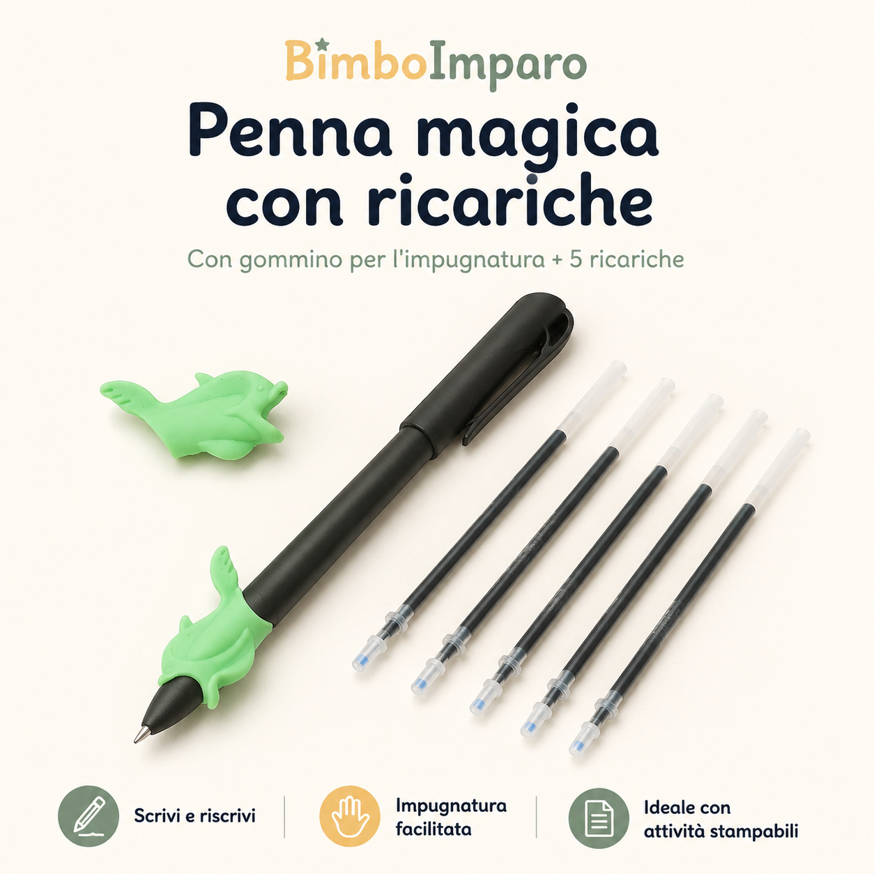 Penna magica con ricariche e impugnatura guidata