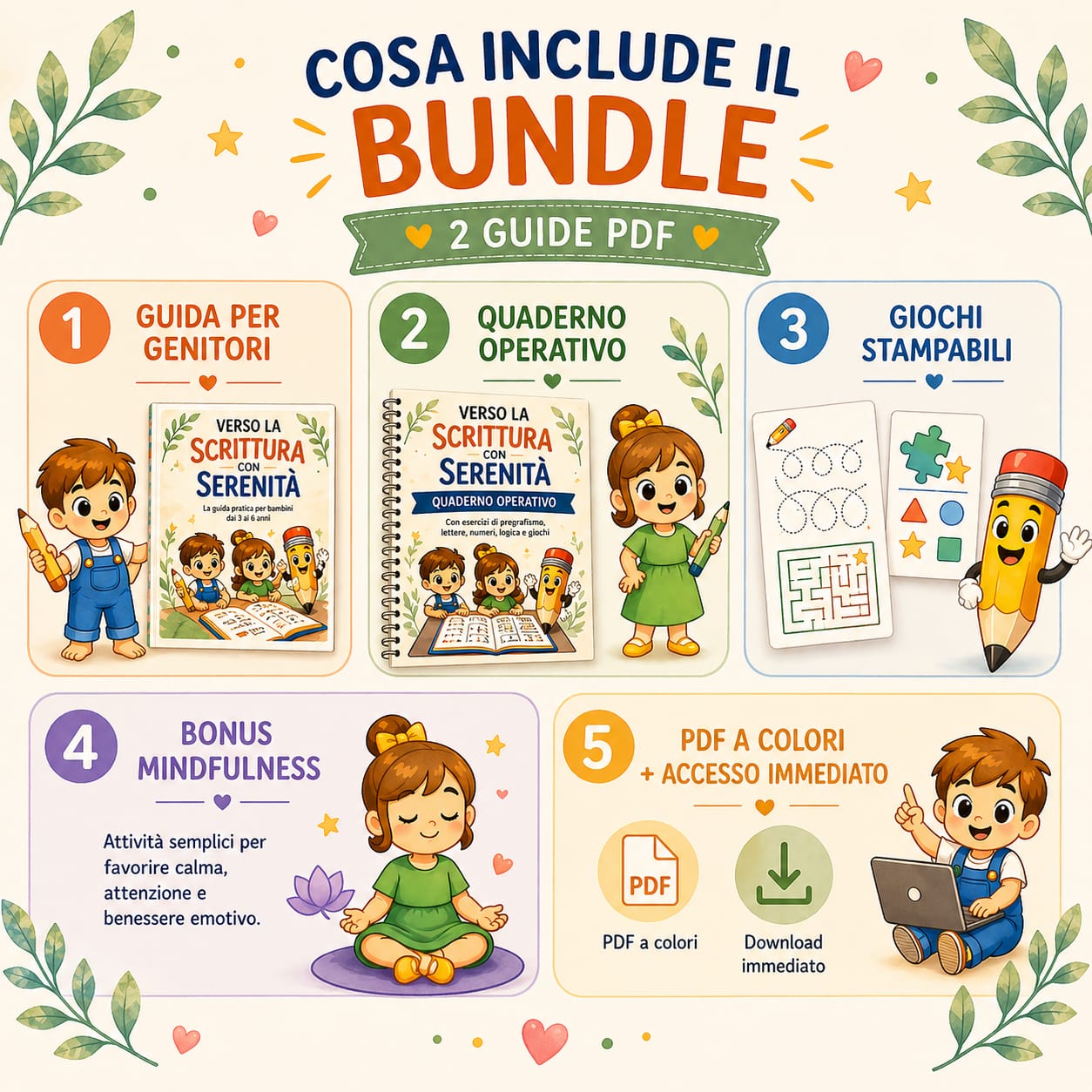 Le 2 Guide PDF per Accompagnare tuo Figlio nella Scrittura con Serenità (3–6 anni)