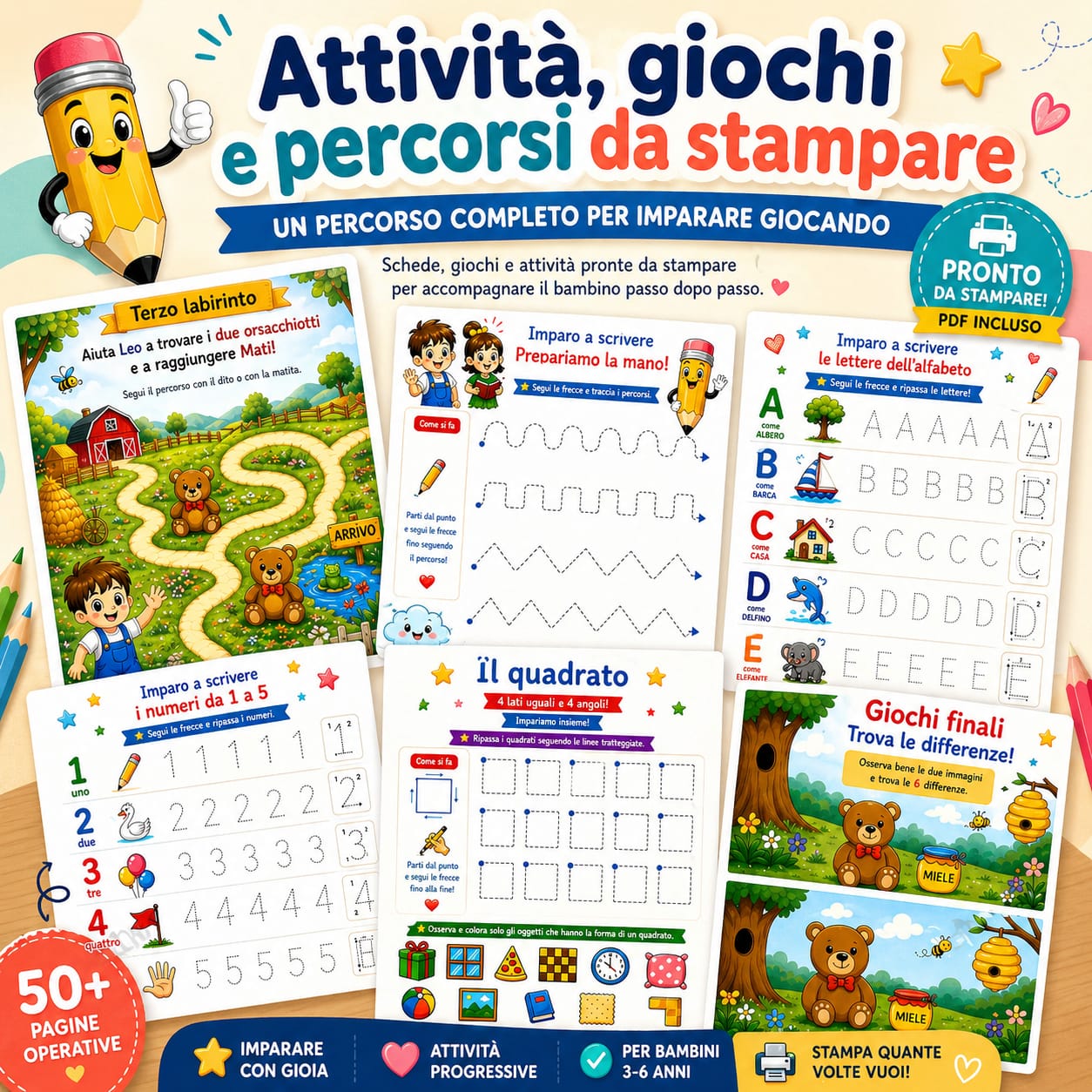 Le 2 Guide PDF per Accompagnare tuo Figlio nella Scrittura con Serenità (3–6 anni)